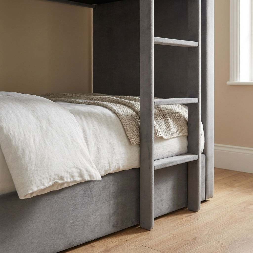 Space saving upholstered bunk bed for kids in modern UK home