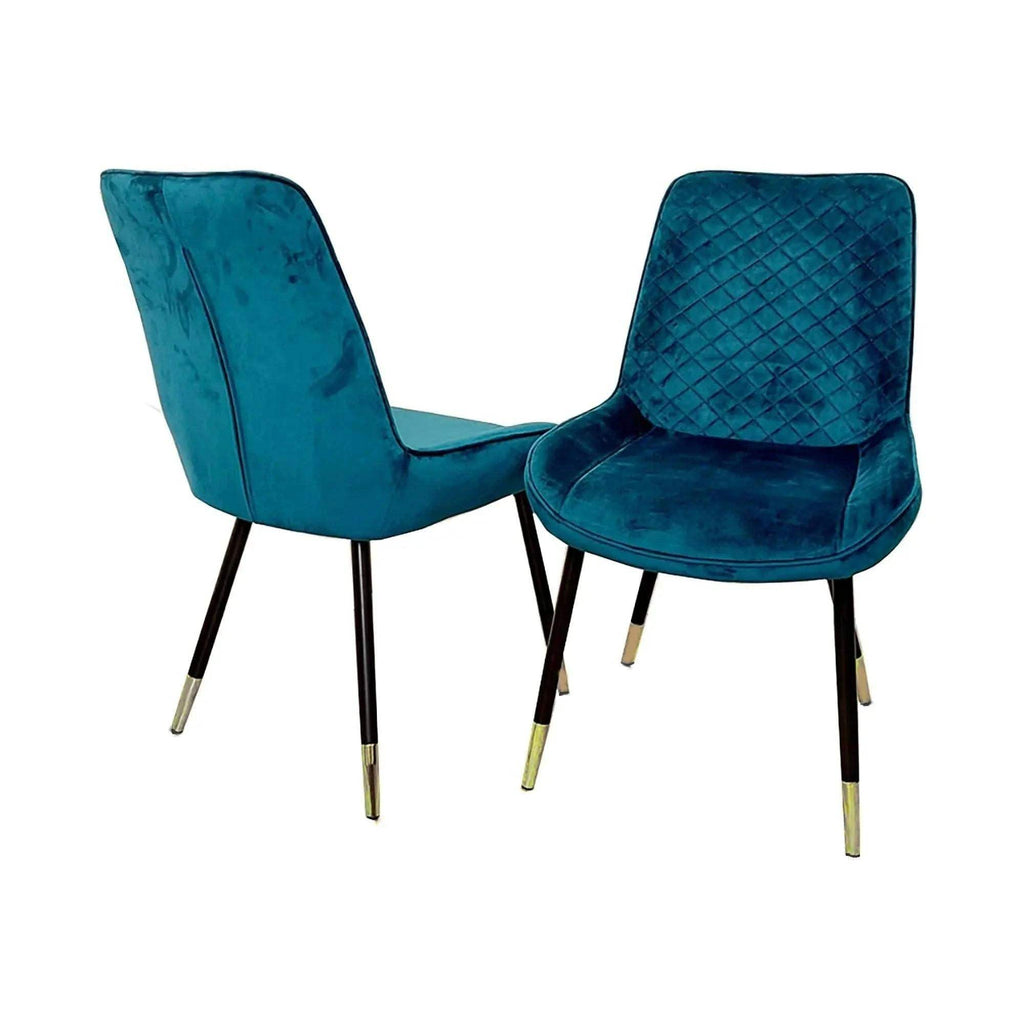 Venus 1.6 Chrome Dining Table with Black Sintered Stone Top With 4 Luna Velvet Dining Chairs - UK Beds Direct ltd