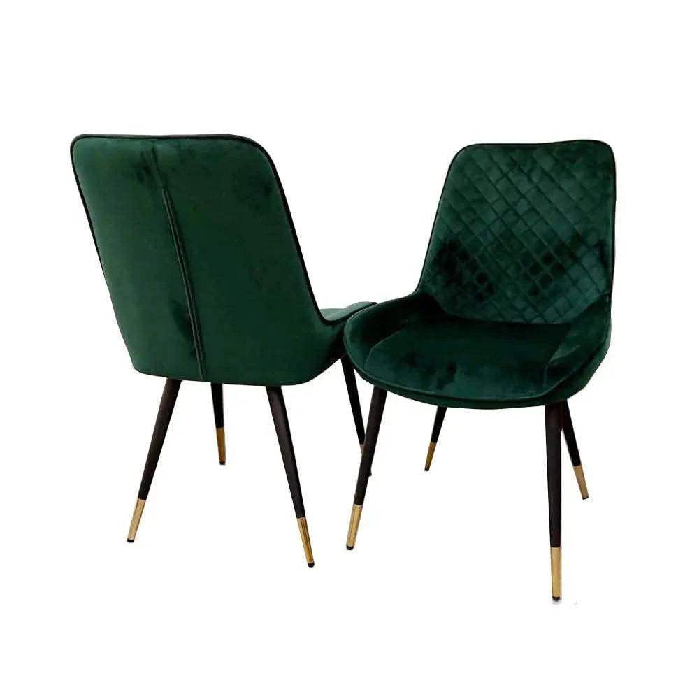 Venus 1.6 Chrome Dining Table with Black Sintered Stone Top With 4 Luna Velvet Dining Chairs - UK Beds Direct ltd