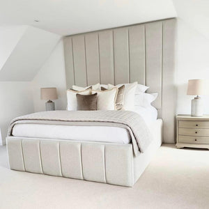 ZOE Line Panelled High Headboard Bed - UK Beds Direct ltd