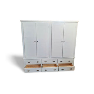 Pine Wooden Wardrobe 6 drawers 4 doors